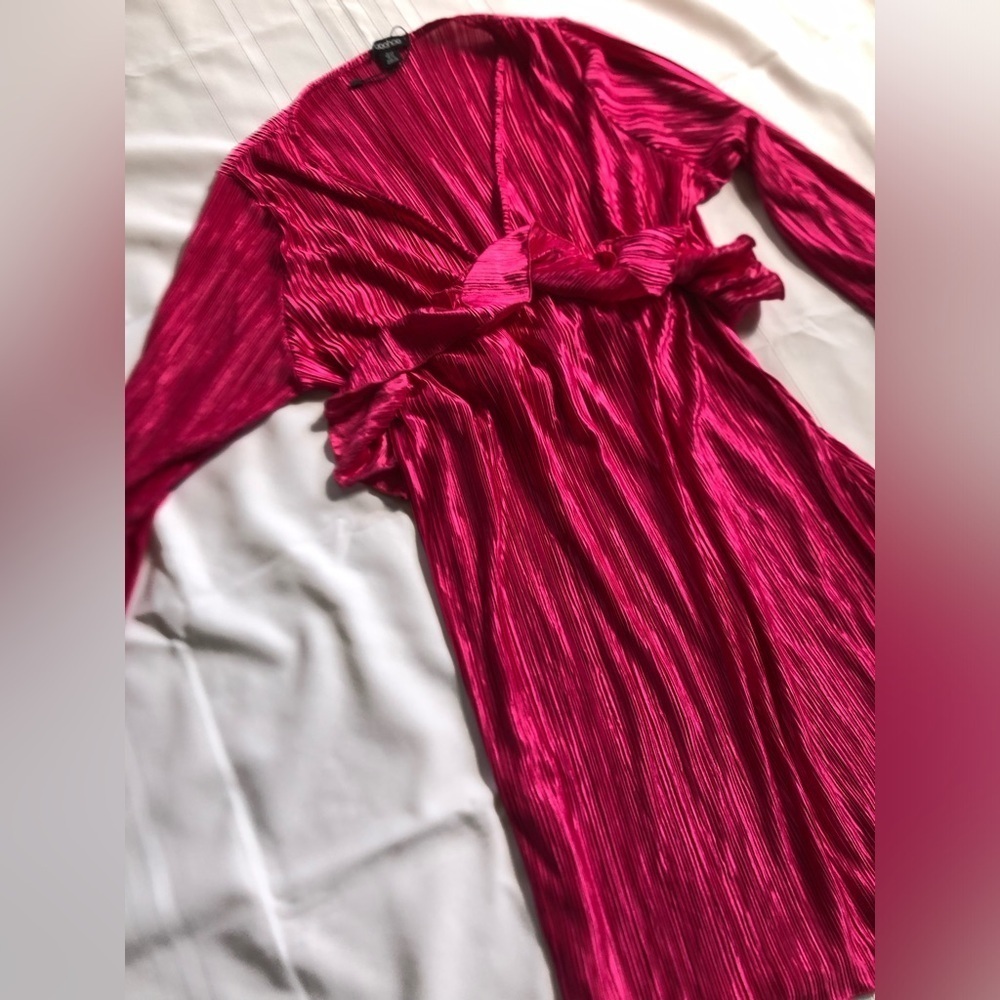 Pink Long Sleeve Dress with Ruffle Detail - Picture 9 of 12
